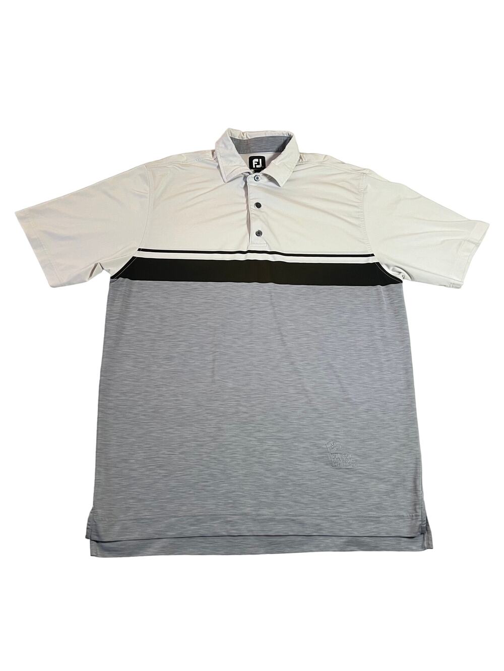 FootJoy Stripe Color Block Short Sleeve Self Collar Polo Size L Golf Lightweight